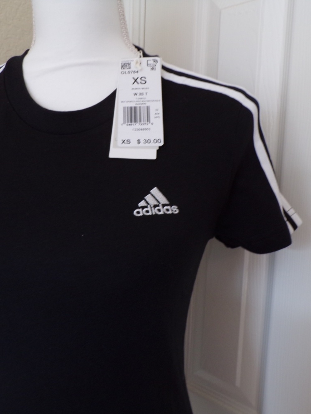 Adidas Women's 3-Stripe T-Shirt Black/White Size XS New With Tags W 3S T - Picture 3 of 4
